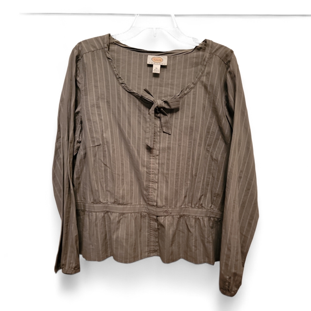 Talbots Petite Grey Striped Blouse